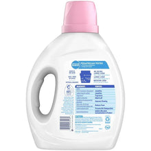 Baby liquid laundry detergent bottle back panel, white bottle with pink cap