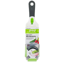 PrepSolutions mini mandoline slicer blister pack with dark handle and green label