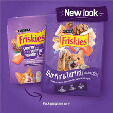 Purina Friskies Surfin & Turfin Favorites dry cat food bag, 16 lb, front view