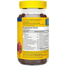 Multivitamin gummy bottle back label with Supplement Facts and yellow cap