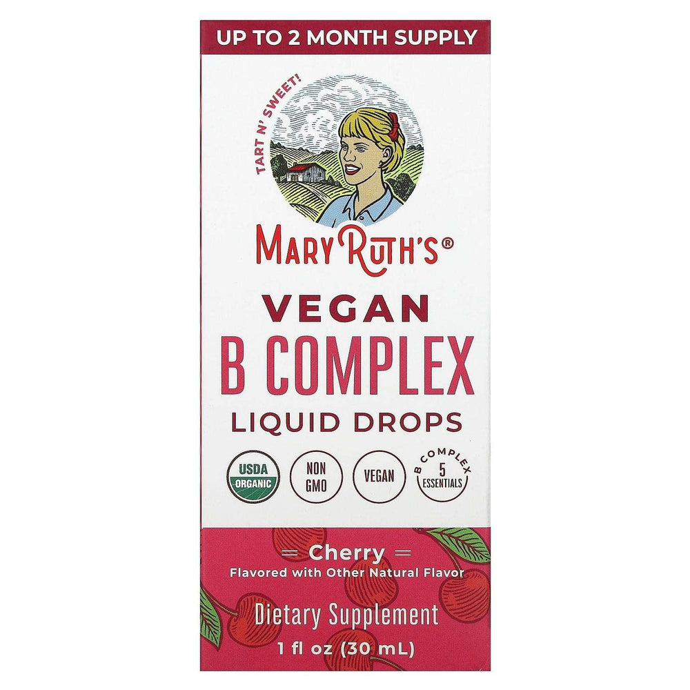 MaryRuth's, Vegan B Complex Liquid Drops, Cherry, 1 fl oz (30 ml) - USA MEGA SHOP