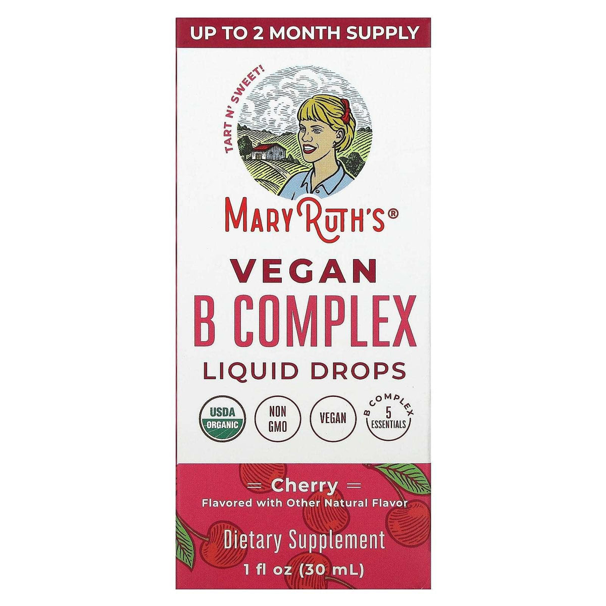 MaryRuth's, Vegan B Complex Liquid Drops, Cherry, 1 fl oz (30 ml) - USA MEGA SHOP