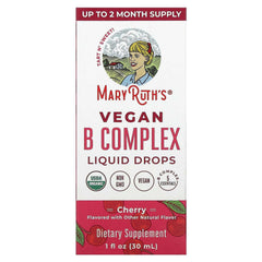 MaryRuth's, Vegan B Complex Liquid Drops, Cherry, 1 fl oz (30 ml) - USA MEGA SHOP