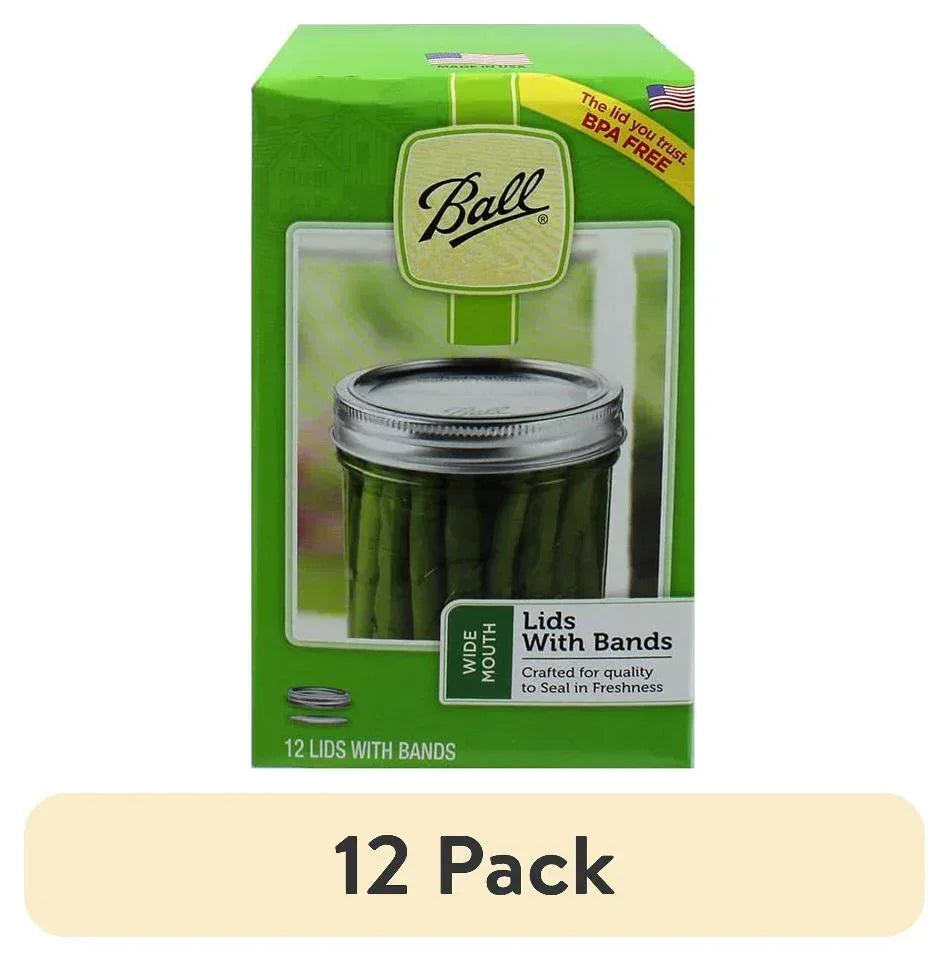 Ball, Wide Mouth Lids with Bands, BPA Free, 12 Count