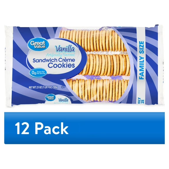 Great Value Vanilla Creme Flavor Sandwich Cookies, 25 oz