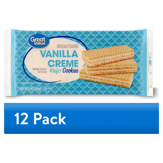 Great Value Vanilla Flavor Wafer Cookies, 8 oz