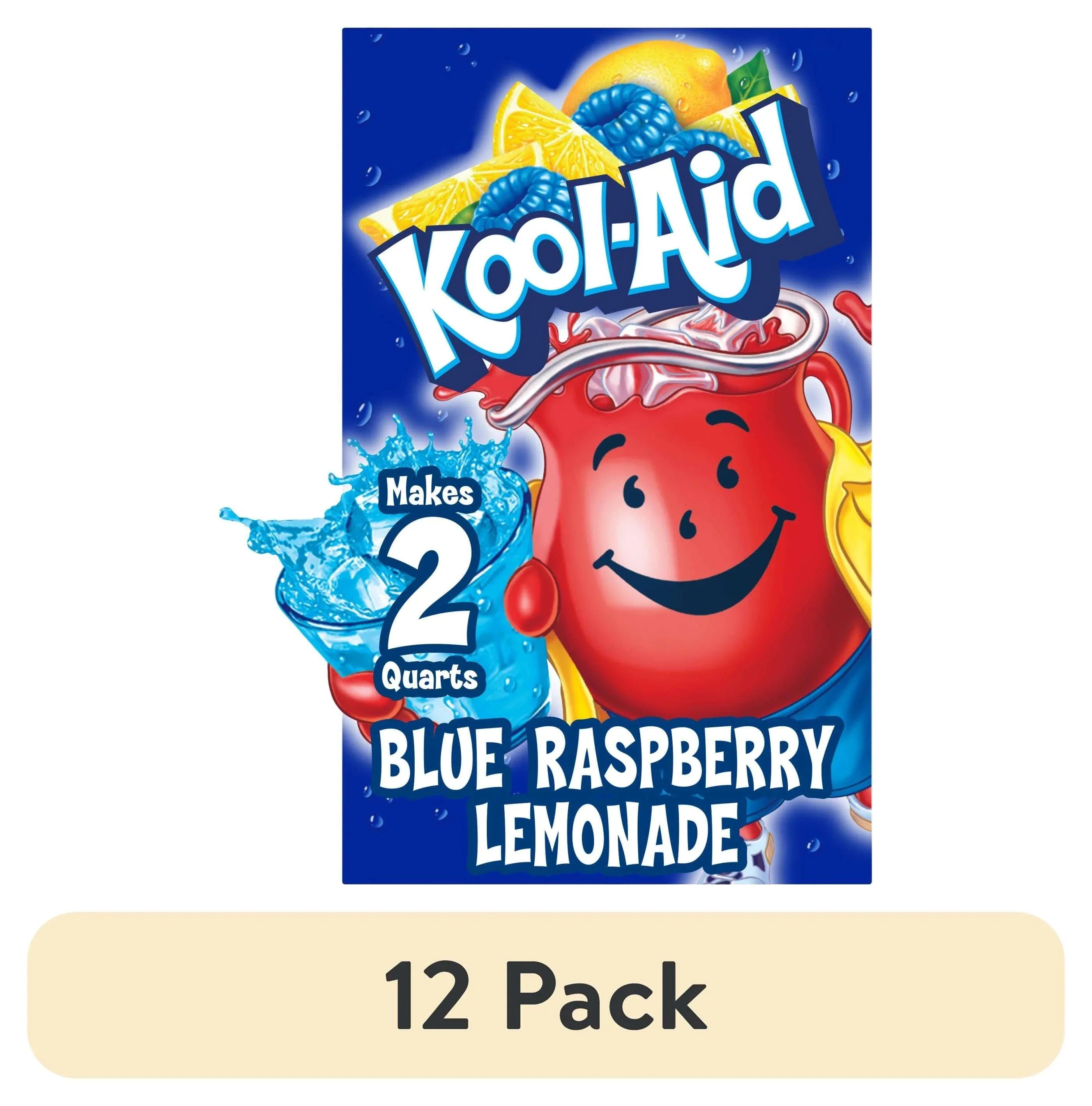 Kool-Aid Unsweetened Blue Raspberry Lemonade Powdered Drink Mix, 0.22 oz. Packet