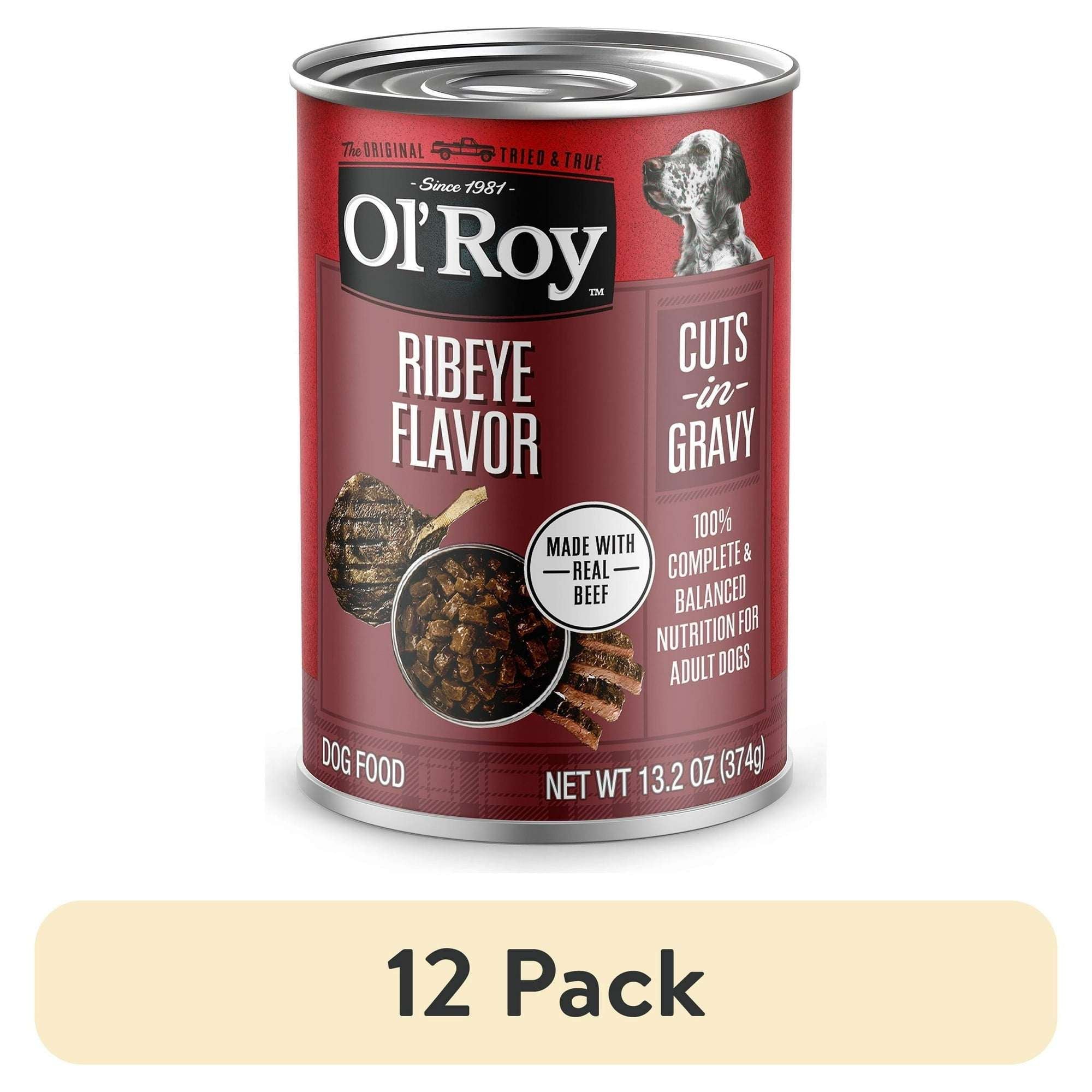 Ol' Roy Ribeye Flavor Cuts in Gravy Wet Dog Food, 13.2 oz Can