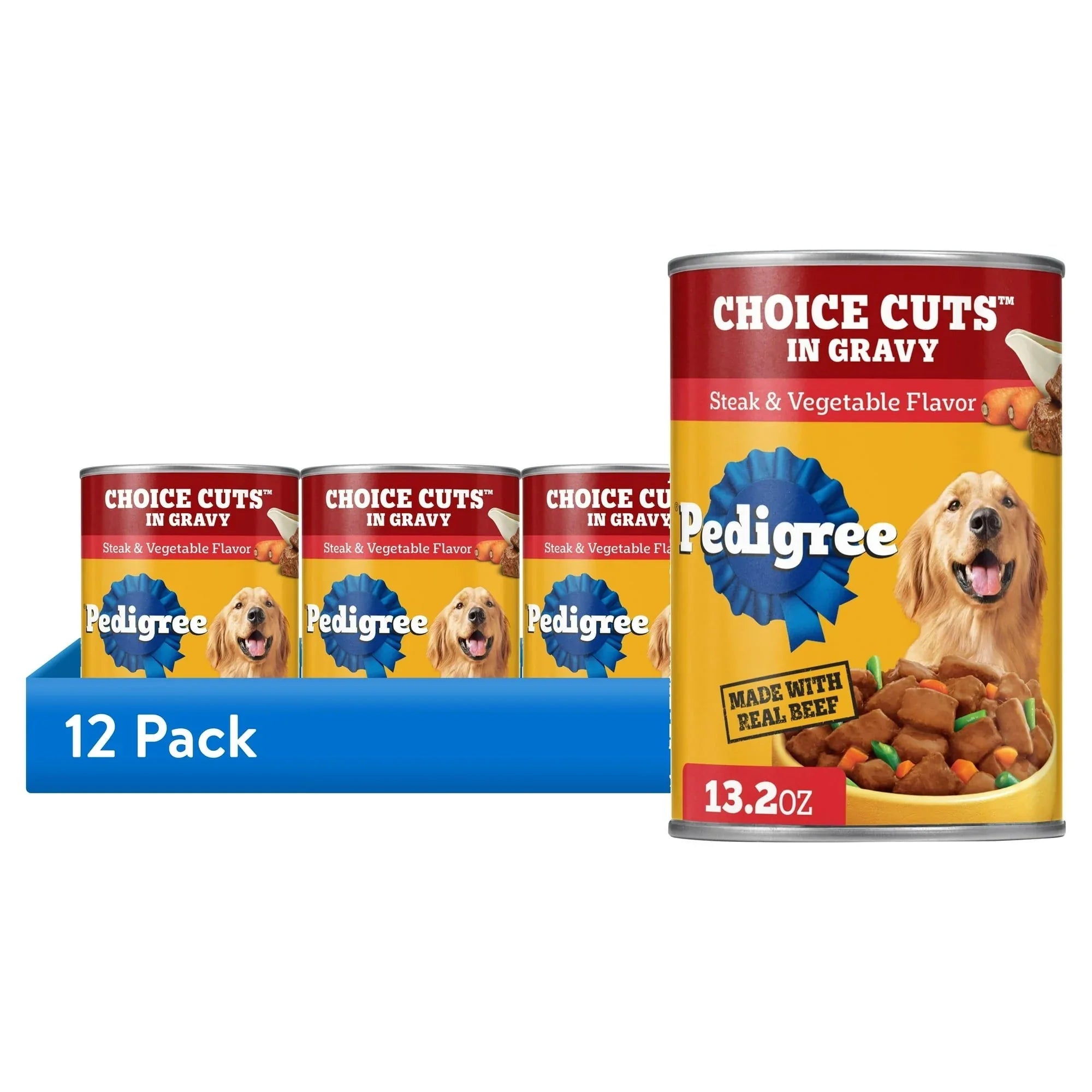 Pedigree Choice Cuts In Gravy Adult Wet Dog Food Steak & Vegetable Flavor, 13.2 oz Cans 12 Pack - USA MEGA SHOP