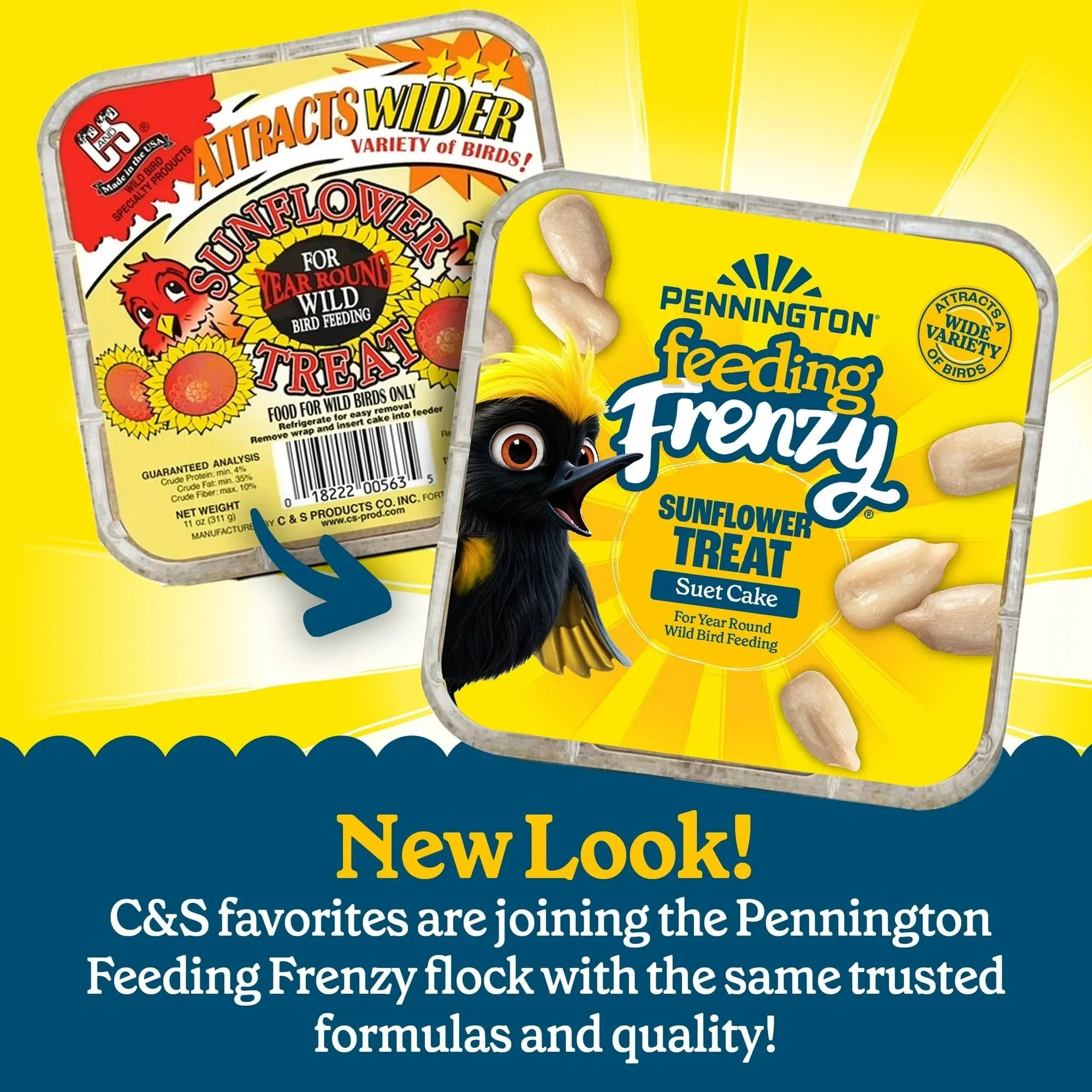 (12 pack) Pennington Feeding Frenzy Sunflower Suet Treat Cake 11 oz, Wild Bird Food, Suet Cakes for Wild Birds, 1 Pack, Fresh - USA MEGA SHOP