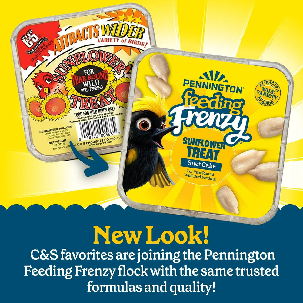 (12 pack) Pennington Feeding Frenzy Sunflower Suet Treat Cake 11 oz, Wild Bird Food, Suet Cakes for Wild Birds, 1 Pack, Fresh - USA MEGA SHOP