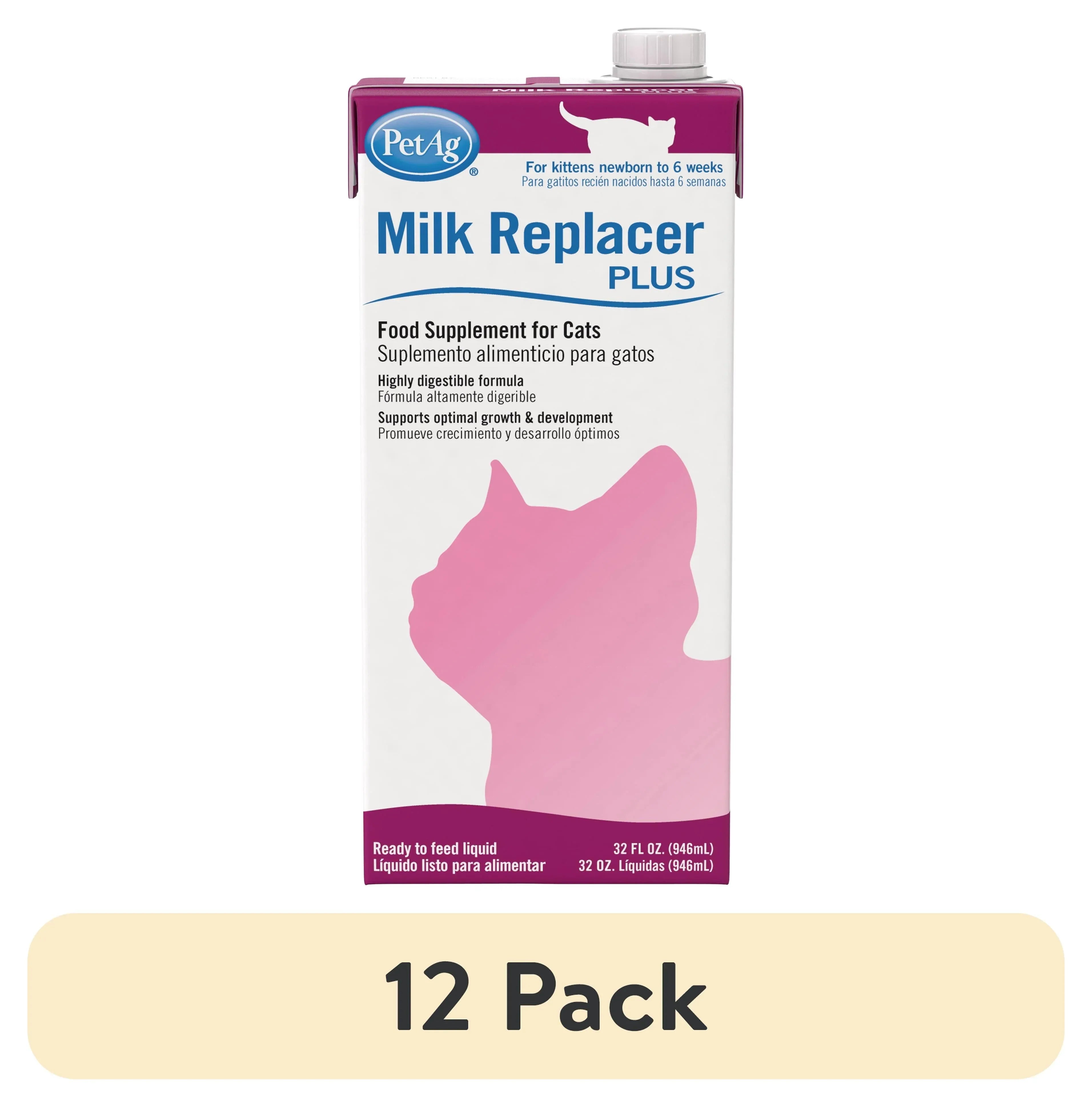 PetAg Milk Replacer Plus Liquid for Cats and Kittens, 32 fl oz - USA MEGA SHOP
