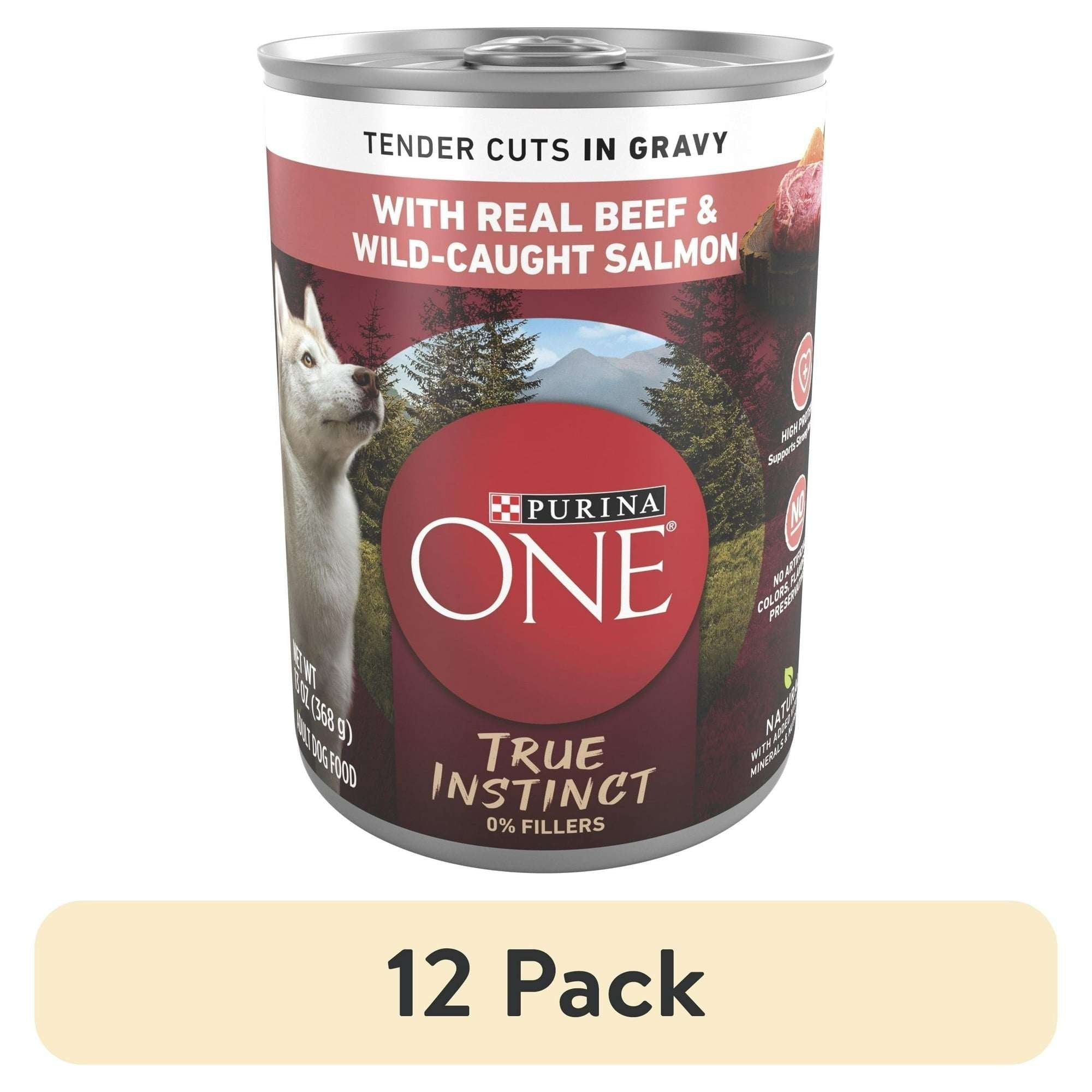 Purina ONE True Instinct Wet Dog Food, High Protein Soft Beef & Salmon, 13 oz Can