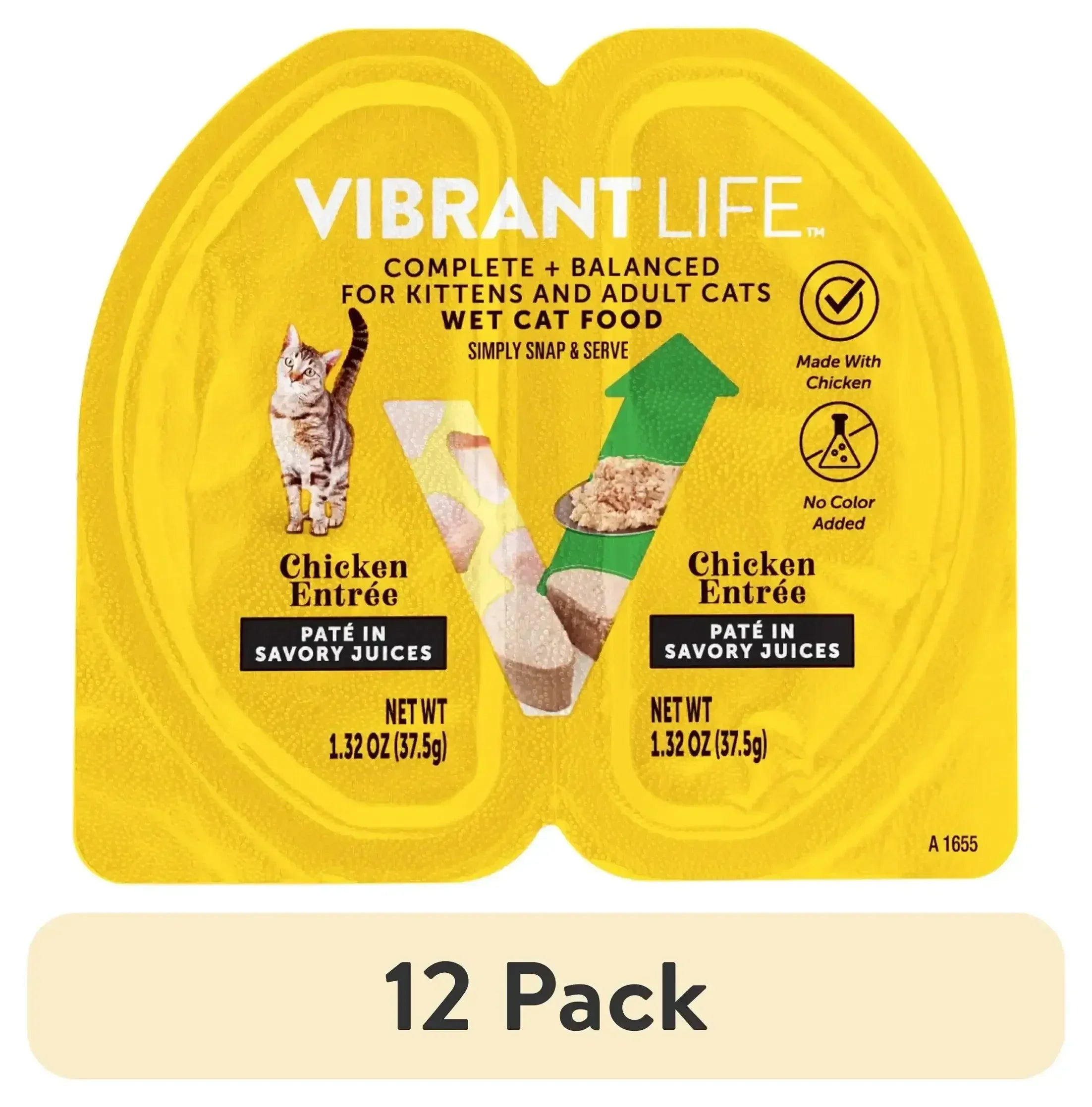 Vibrant Life Chicken Pate in Savory Juices Wet Cat Food, Grain-Free, 2.64 oz Split Tray