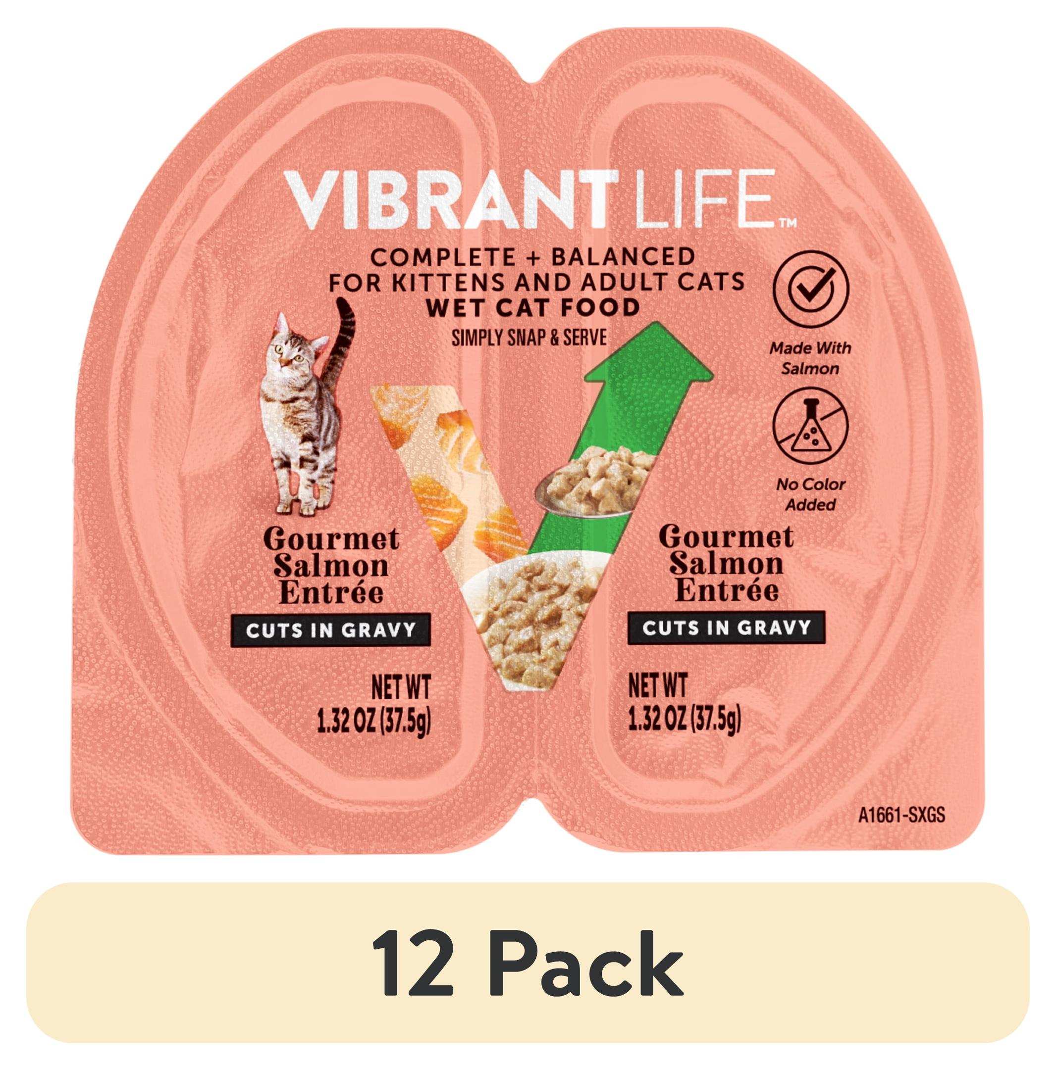 (6 pack) Vibrant Life Gourmet Salmon Entree Cuts in Gravy, Complete + Balanced, 2.64 oz Split Cup