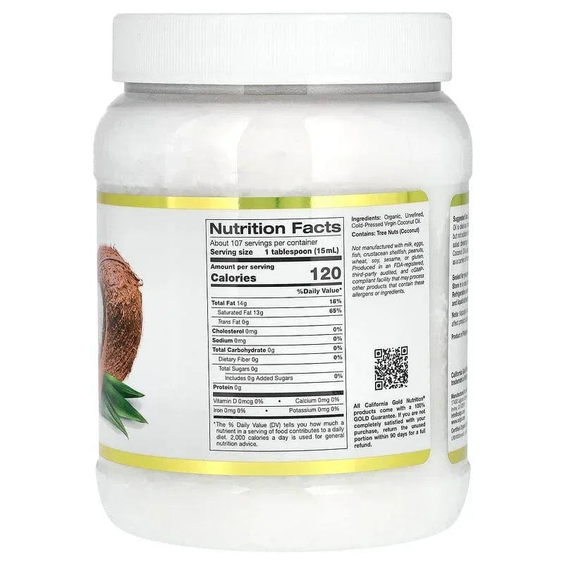 California Gold Nutrition, Superfoods, Cold Pressed Organic Virgin Coconut Oil