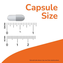 NOW Vitamin D3 & K2 capsule size chart with inches and millimeters