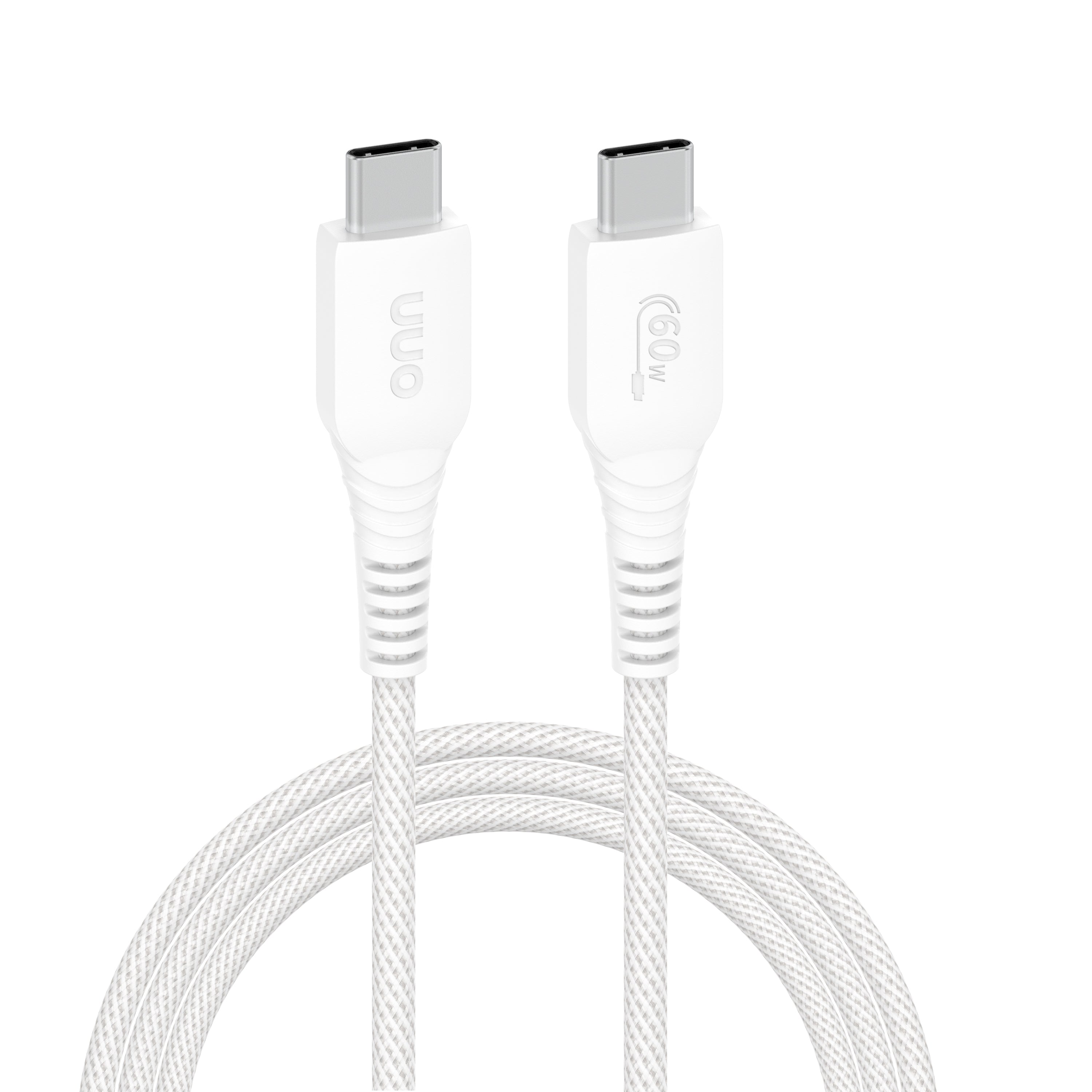 onn 3ft USB-C To USB-C Braided Charging Cable, Fast Charging, USB-IF Certified, White - Compatible with iPhone 17/16/15 Series, Samsung Galaxy, Note, Pixel Devices iPad Pro, & More