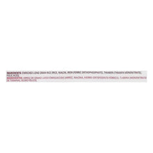 Rice bag ingredient facts panel listing enriched long grain rice and vitamins
