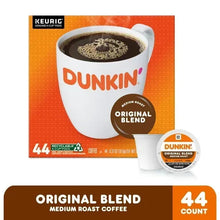 Dunkin' Original Blend K-Cup pods box with pod, 44 count, medium roast coffee