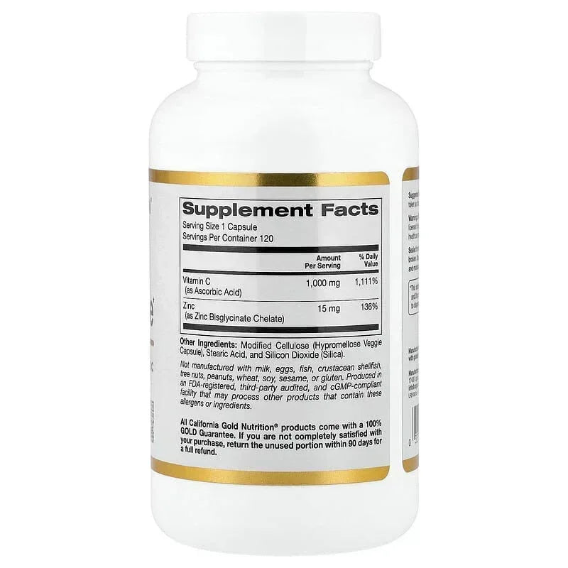 California Gold Nutrition, C-1000 & Zinc Immune, 120 Veggie Capsules
