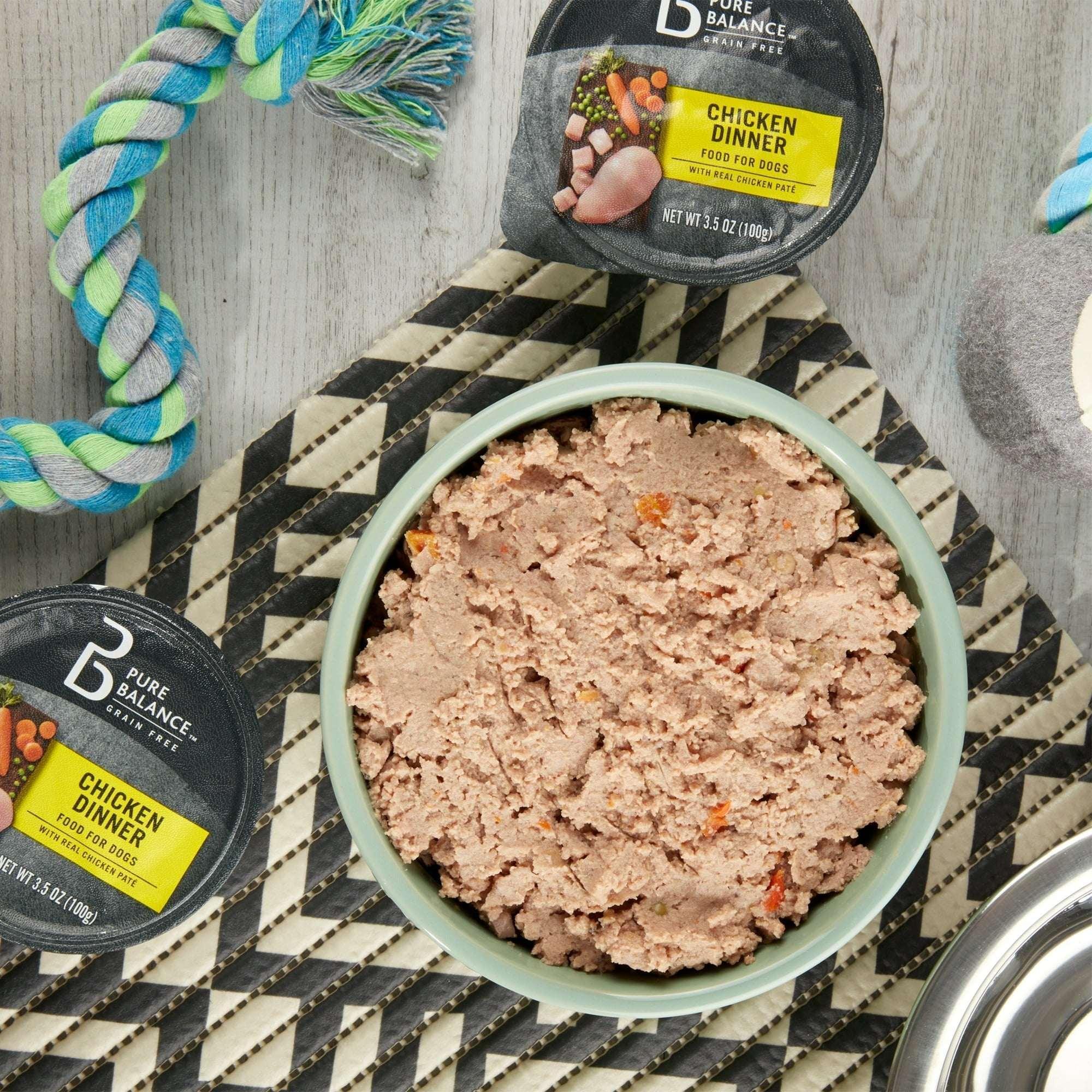 (12 pack) Pure Balance Chicken Dinner Pate Wet Dog Food, Grain Free, 3.5 oz Cup