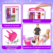 Foldable portable doll house playset with strong ABS material and durable design