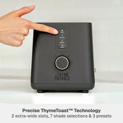 Thyme & Table 2-Slice Toaster, Extra-Wide Slots with Slide-Out Removable Crumb Tray, Slate Grey - USA MEGA SHOP