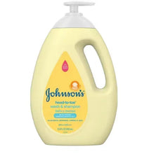 Baby tear-free wash and shampoo bottle, light yellow with pump and handle