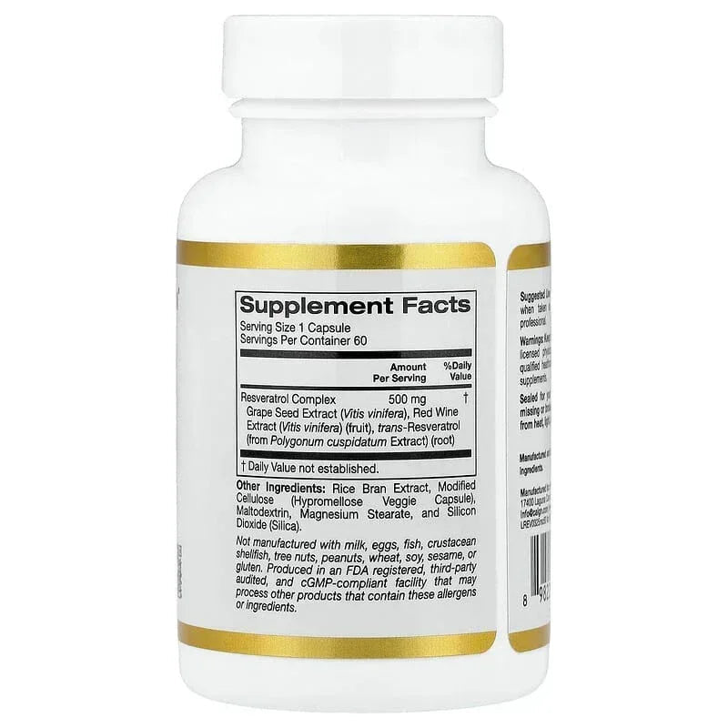 California Gold Nutrition, Resveratrol Complex with Grape Seed Extract, Red Wine Extract, and trans-Resveratrol