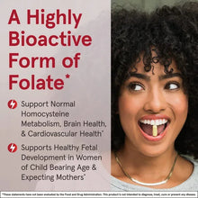 Folate supplement marketing panel with bioactive form claims and supportive benefits