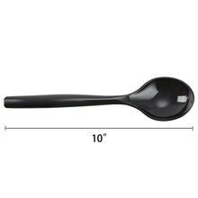 Black plastic serving spoon, 10 inches long