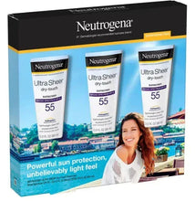 Neutrogena Ultra Sheer dry-touch sunscreen lotion 3-pack box, SPF 55