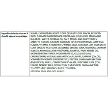Ingredients list for frosted sugar cookies: sugar-enriched wheat flour, margarine, milk