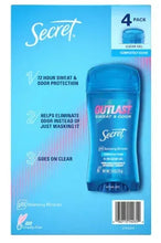 Secret clear gel antiperspirant 4-pack box with Outlast sweat & odor protection