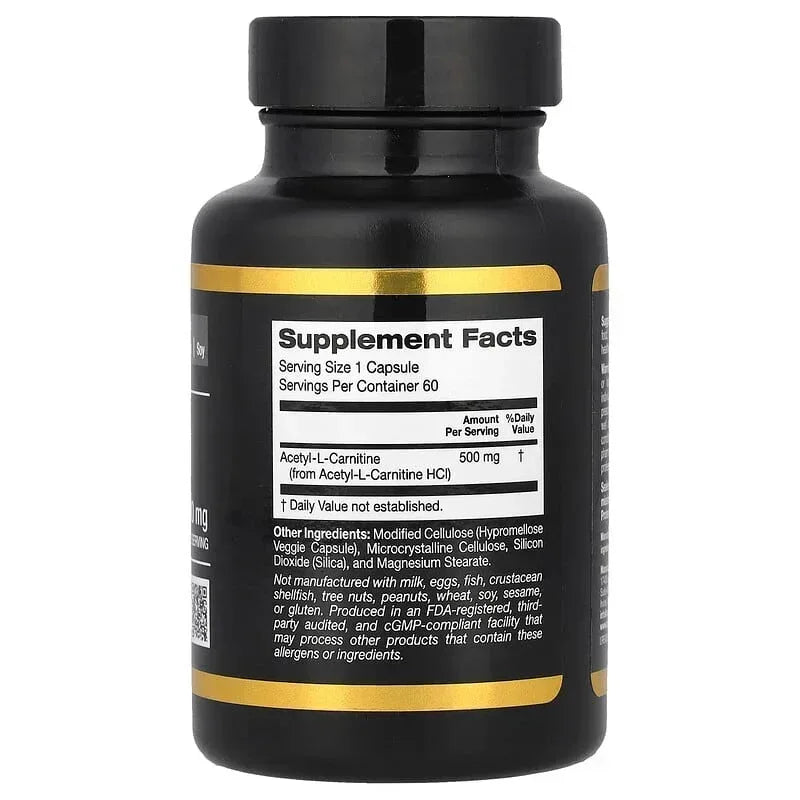 California Gold Nutrition, Acetyl-L-Carnitine, 500 mg, 60 Veggie Capsules