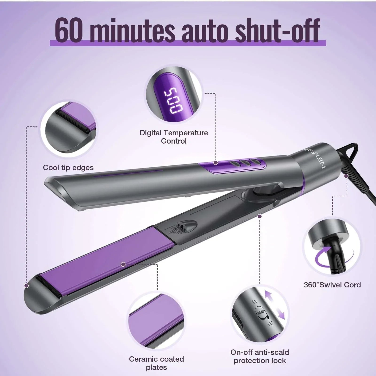 NEXPURE New Upgrade Ionic Flat Iron , Fast Heating Professional Salon 2-in-1 Ceramic Hair Straightener and Curler,Dual Voltage for Travel - USA MEGA SHOP