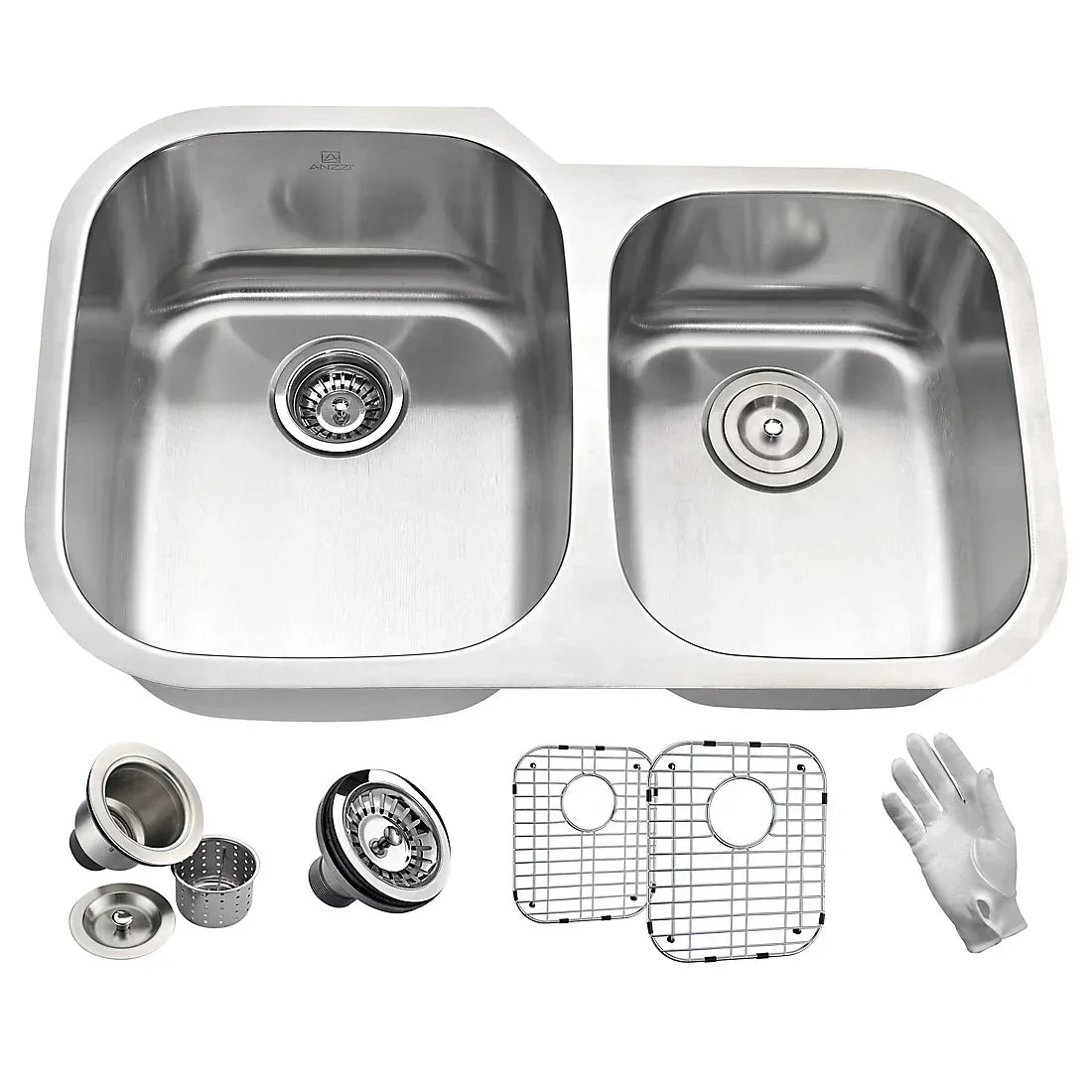 ANZZI Moore 32" x 20" Kitchen Sink - Brushed Silver - USA MEGA SHOP