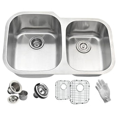 ANZZI Moore 32" x 20" Kitchen Sink - Brushed Silver - USA MEGA SHOP
