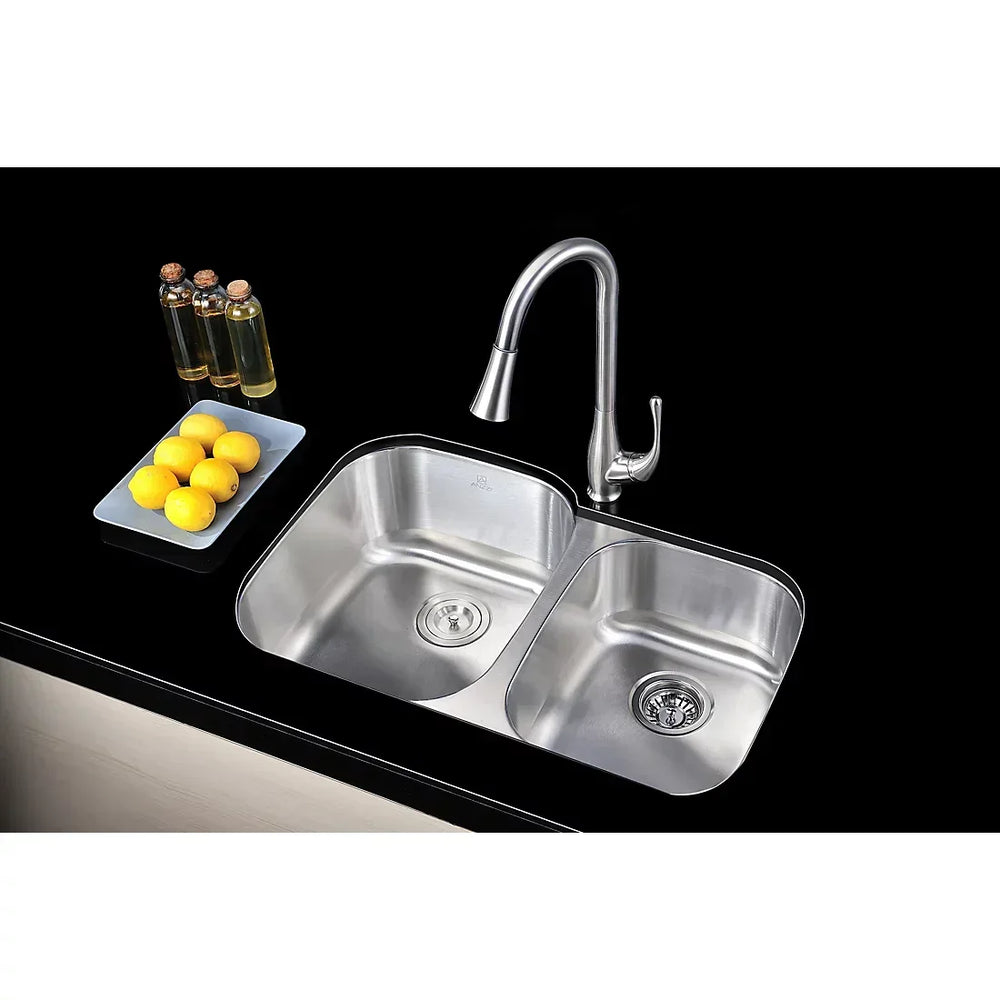 ANZZI Moore 32" x 20" Kitchen Sink - Brushed Silver - USA MEGA SHOP