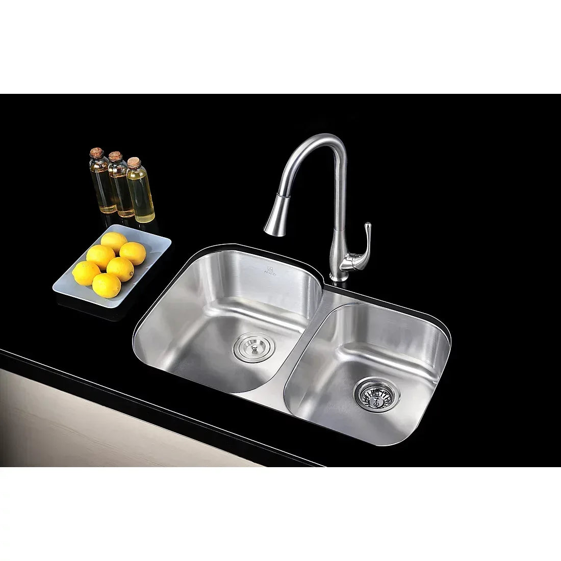 ANZZI Moore 32" x 20" Kitchen Sink - Brushed Silver