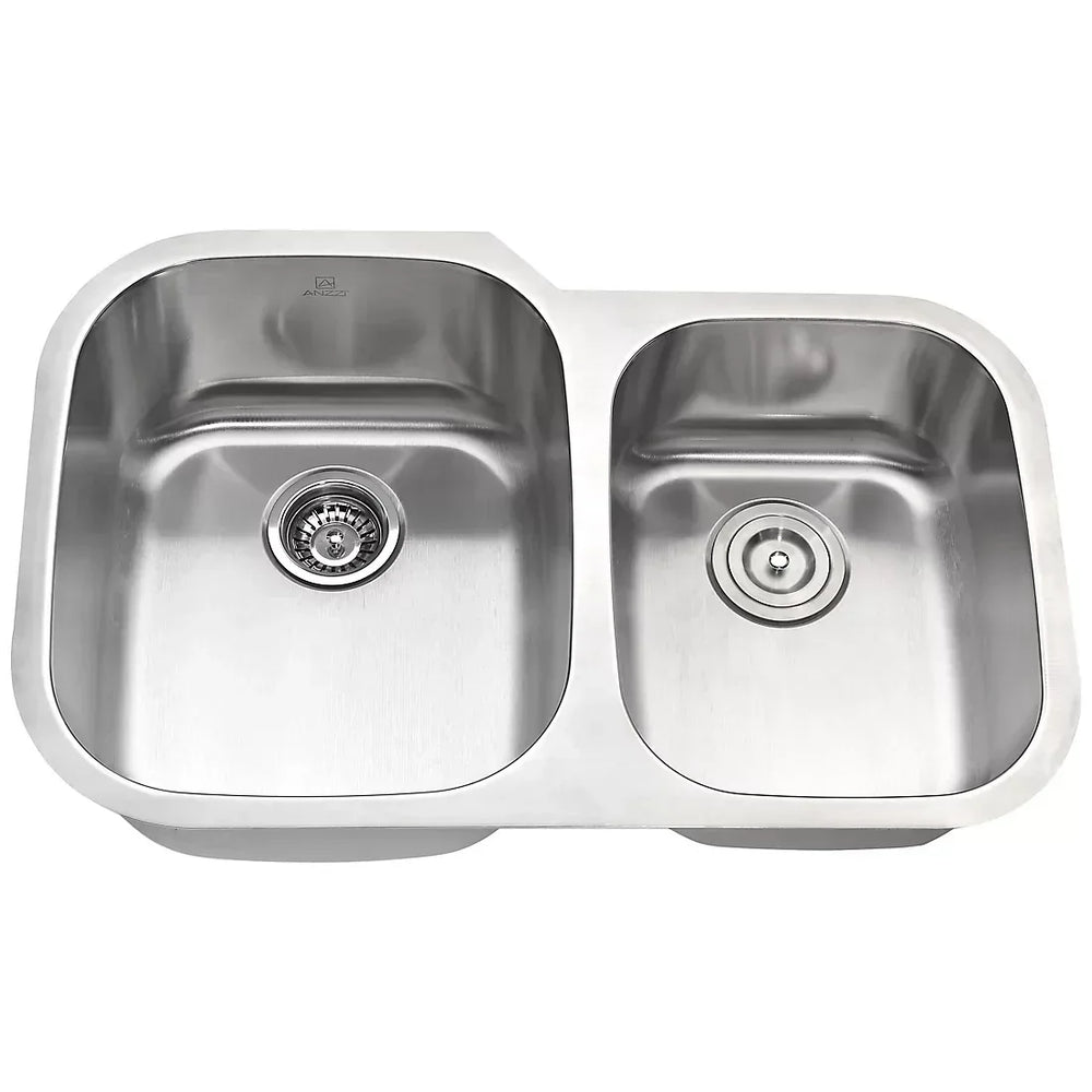 ANZZI Moore 32" x 20" Kitchen Sink - Brushed Silver - USA MEGA SHOP