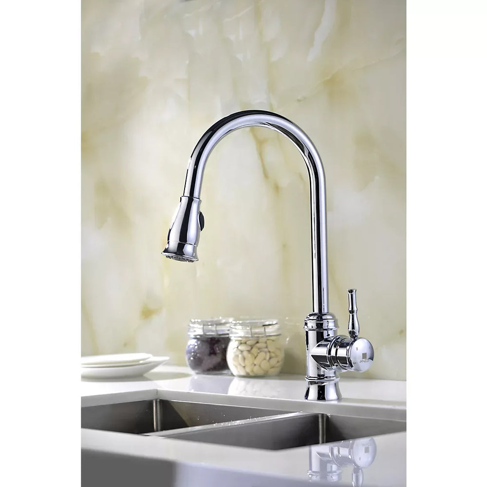 ANZZI Sails Pull-Down Single-Handle Kitchen Faucet - Chrome - USA MEGA SHOP