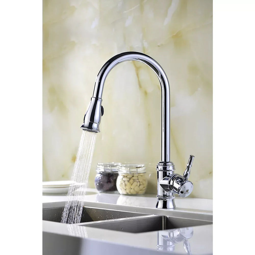 ANZZI Sails Pull-Down Single-Handle Kitchen Faucet - Chrome - USA MEGA SHOP