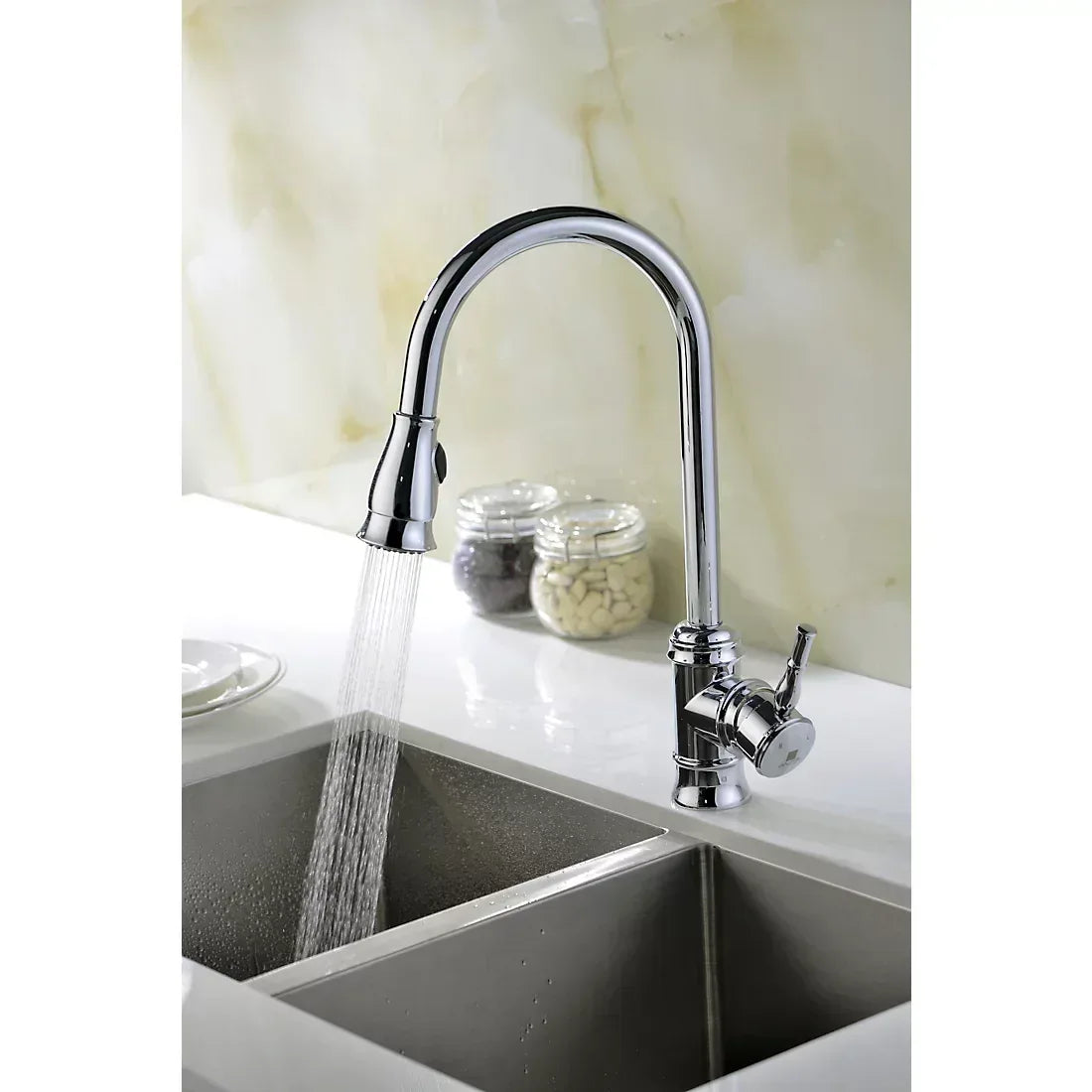 ANZZI Sails Pull-Down Single-Handle Kitchen Faucet - Chrome