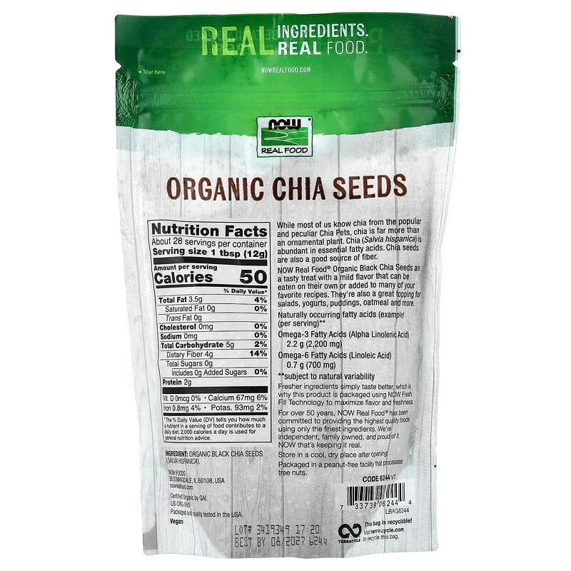 NOW Foods, Real Food, Organic Chia Seeds, 12 oz (340 g)