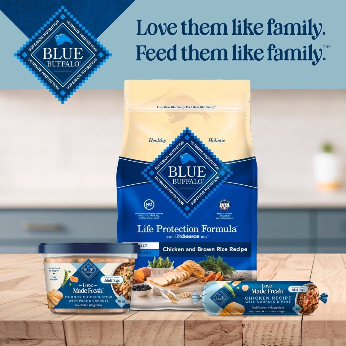 Blue Buffalo Love Made Fresh Dog Food, Refrigerated, Chicken Recipe, 1-lb Roll