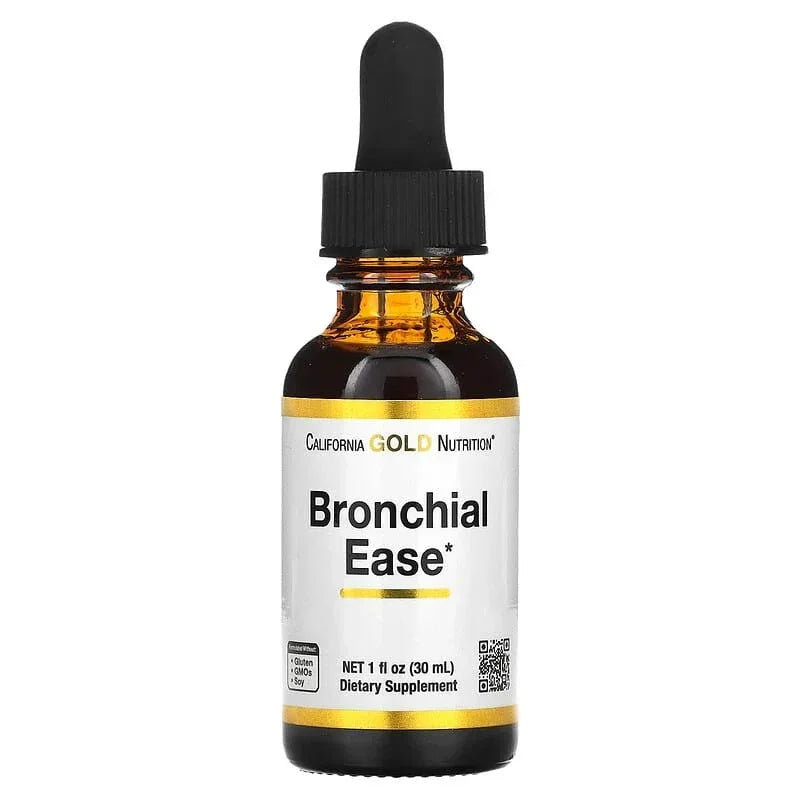 California Gold Nutrition, Bronchial Ease with Proprietary Blend of Fresh Osha Root, Mullein Leaf and Wild Cherry Bark, 1 fl oz (30 ml)