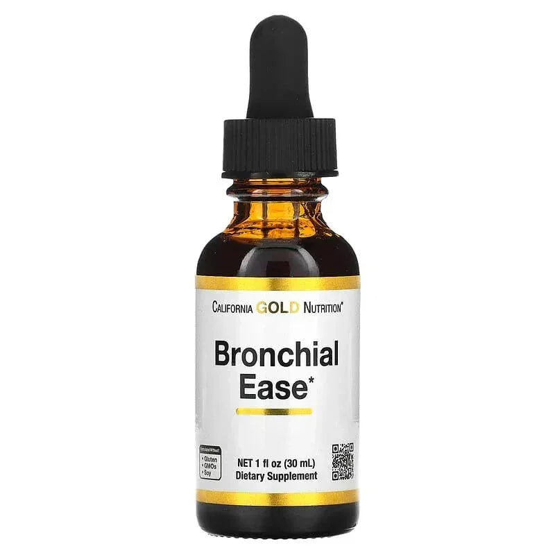 California Gold Nutrition, Bronchial Ease with Proprietary Blend of Fresh Osha Root, Mullein Leaf and Wild Cherry Bark, 1 fl oz (30 ml) - USA MEGA SHOP