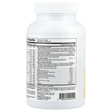 Men's multivitamin supplement bottle back label with Supplement Facts table